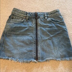 Denim Zip-Front Skirt